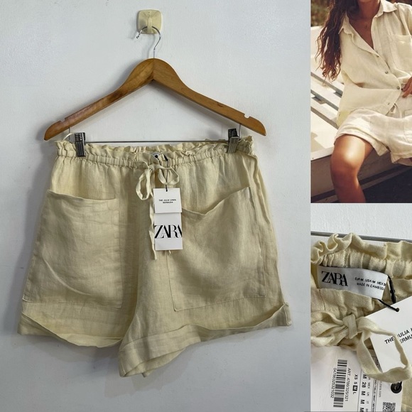 100% Linen Shorts | Zara | NWT - Picture 3 of 7